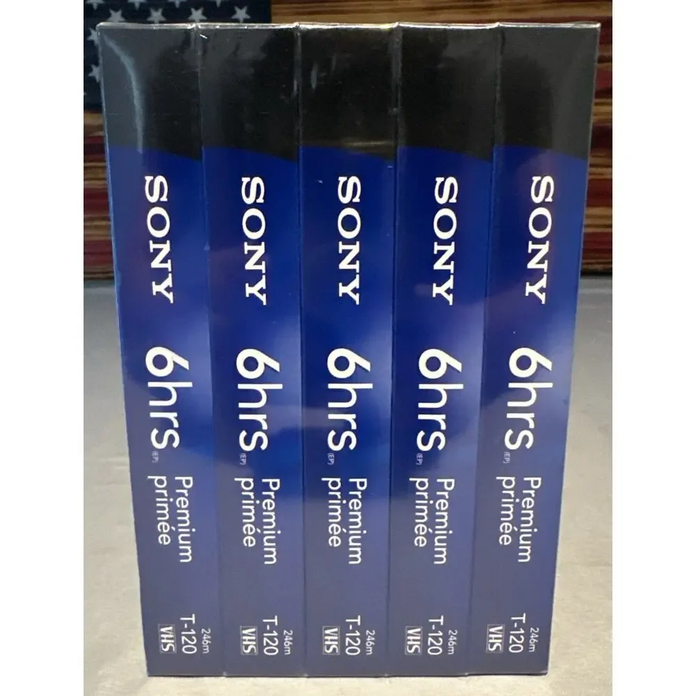 Sony Premium Grade 6 Hrs T-120 VHS 5 Pack VCR Tapes NEW Sealed